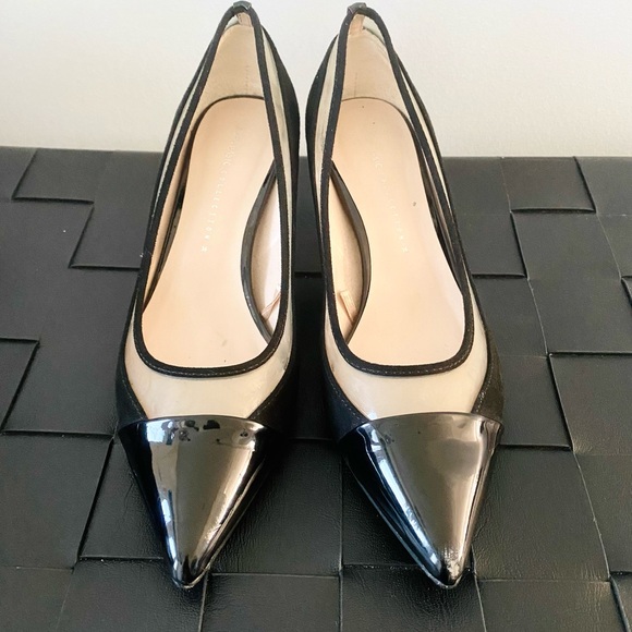 ZARA Black Pointed Toe Kitten Heels Size 36 / Size 6 - Picture 2 of 5